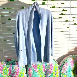 J. Crew light blue open front cotton jacket